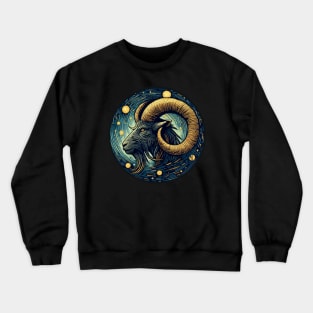 ZODIAC Capricorn - Astrological CAPRICORN - CAPRICORN - ZODIAC sign - Van Gogh style - 17 Crewneck Sweatshirt